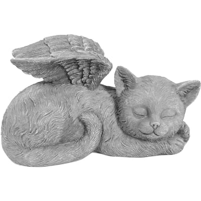 Huisdier Herdenkingsbeeld Hars Slapende Huisdier Engel Tuinsculptuur voor Huisdier Herdenkings Grafsteen Ornament gray