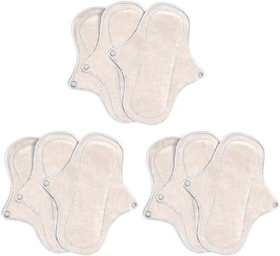 Eco Femme wasbare Inlegkruisjes 3-Pack (met pul) - 100% Biologisch Katoen - GOTS - Wit - duurzaam - herbruikbaar - wasbaar - zonder plastic - MULTI-pack 3 sets (= 9 inlegkruisjes)