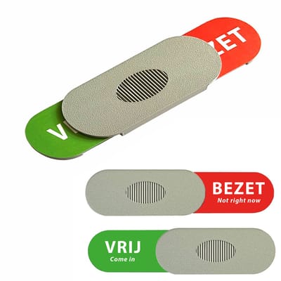 Vrij-come in / Bezet-not right now Schuifbordje – met subtekst – 40x170 mm – Deurindicator – Randloos Design – Antislip Schuifvlak – Zelfklevend – Duurzaam 3D-geprint Kunststof – Grijs