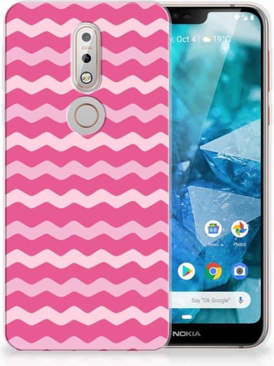 Nokia 7.1 TPU bumper Waves Pink
