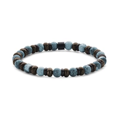7FB-0834 – Frank 1967 – Heren Armband – Kralenarmband 6 mm – Blauwe Apatiet – Zwartkleurig