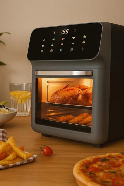 Digitale Heteluchtfriteuse - Multifunctionele Oven - Gezond Koken - 10 Automatische Modi - 12 Liter XXL - Grijs