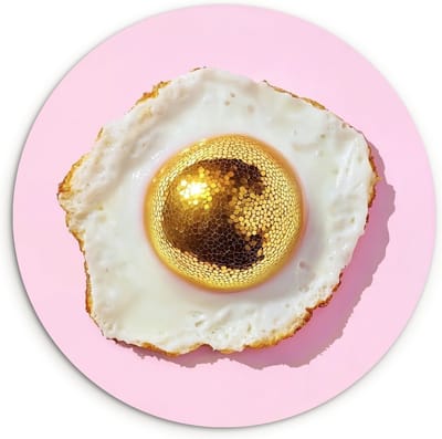 WallCircle® Wandcirkel 30x30 cm - Muurcirkel Ei - Disco - Ontbijt - Glitter - Muurdecoratie woonkamer - Wanddecoratie keuken - Kamer decoratie accessoires - Ronde schilderijen