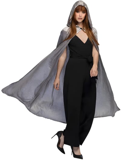 Boland Halloween cape - grijs - 170 cm - fluweel - volwassenen - robin hood cape - horror thema