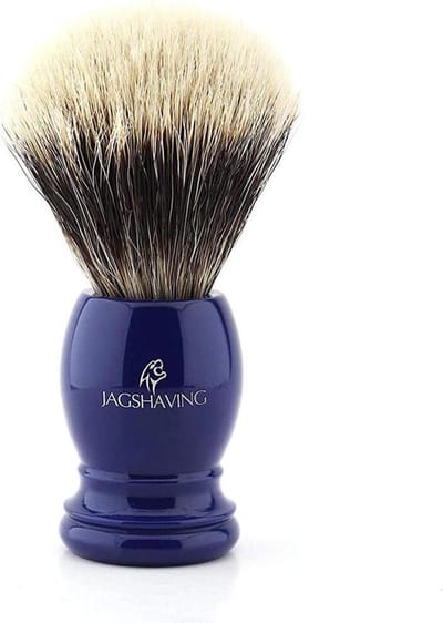 Scheerkwast voor heren met een handvat van blauw hars gemaakt in Londen, het beste voor mannen scheren thuis en in de salon (scheerkwast)