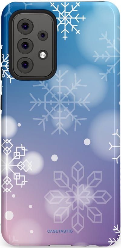 Casetastic hoesje geschikt voor Samsung Galaxy A52 (2021) 5G / Samsung Galaxy A52 (2021) 4G - Dubbellaagse bescherming - Winterse Sneeuwvlokken - Fashion Case - Lichtblauw Lavendel Lichtgrijs Lichtroze
