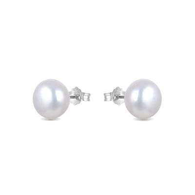 Luxenter essentiële oorbellen in 925 sterling zilver en witte parel met gerhodineerde afwerking
