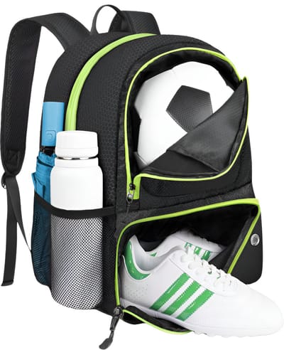 E-Shop4u® - Ultieme Voetbaltas - Voetbalrugzak met schoenen vak en bal vak - lichte Sportrugzak - Jongens en Meisjes - Basketbalrugzak - Waterdicht - Basketbal - Volleybal - Voetbal - Groen