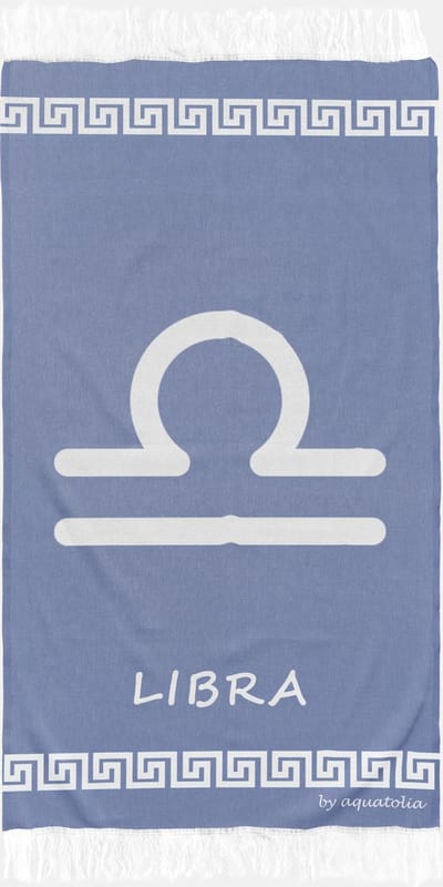 uit Turkije By Aquatolia Hamamdoek Libra Zodiac - 100% Zacht Katoen - Strandlaken - Handdoek - Donkerblauw - 100cm x 180cm - Originele hamamdoek uit Turkije