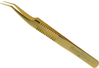 Beauty Label Pincet - Lash Tweezer- Curved Tweezer -BL-17 - Goud