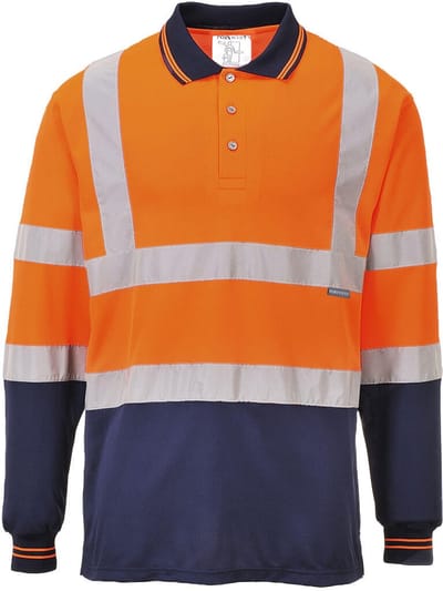 Portwest Tweekleuren Polo met lange mouw S279 - Oranje/Marine - 4XL