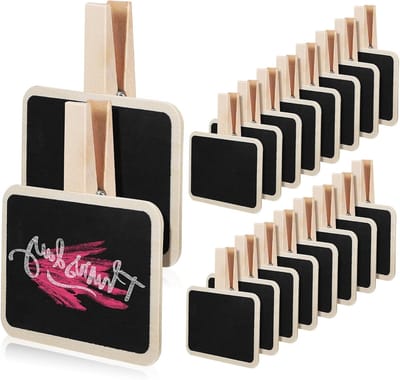 Set van 20 Kleine Bordclips voor Hangende Signalen, Voedsel Labels op Borden, Mini Sluitclips en Prijskaartjes met Stand