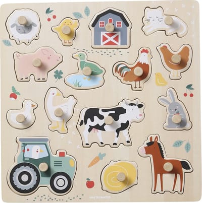 Vertbaudet Puzzel Lovely Farm - met knoppen - 30x30cm - FSC®-hout
