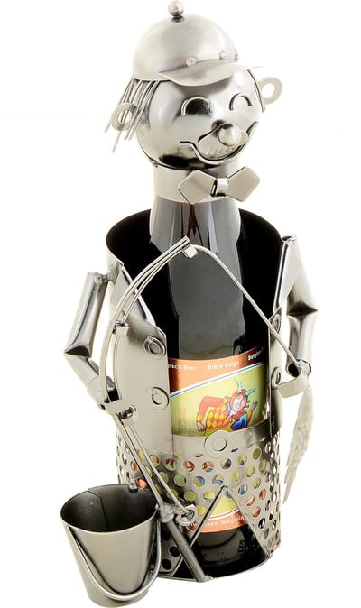 Visbeeldje Bierfleshouder Metalen Cadeau Beeldje Flessenhouder Visser Vis Beeld Vissen Viscadeau