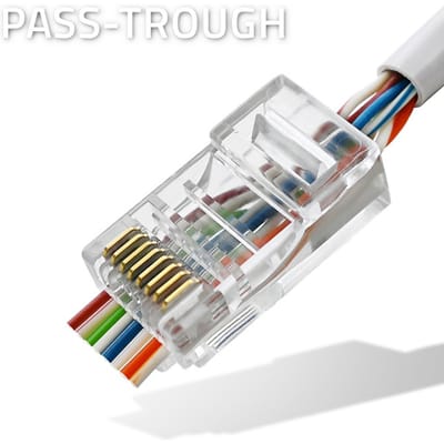 Qoltec Plug via RJ45-connector |   CAT5e |   UTP |   Doorvoer |   Vergulde contacten |   100 stuks