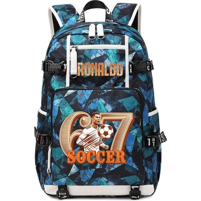 CR7 Ronaldo 67 Print Grote Rugzak voor Studenten Tieners Kinderen School Reizen Dagrugzak