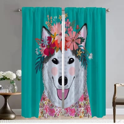 Bloemen Vrienden Dierlijk Modern Woonkamer Gordijnen 2 Stuks Home Interieur Gordijnen voor Camera Tule voor Slaapkamer Verduisterend Gordijn W50xH70cmx2pcs-CL gray