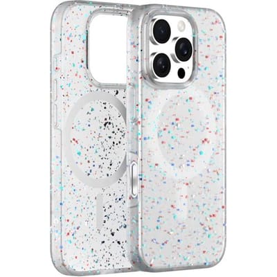 Coverzs Recycled Magsafe hoesje geschikt voor iPhone 15 Pro Max - Magsafe telefoonhoesje - Glitter hoesje - Schokbestending