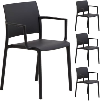 Tuinstoel TERRA, stapelbaar, set van 4 - Zwart