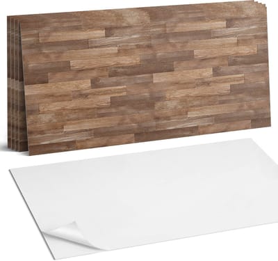 Coloray Plaktegels - Vloerplankpatroon Wandtegel Zelfklevend - 60 cm x 30 cm - Bruin Plaktegels - 6 stuks - Rechthoek PVC Tegels - Plaktegels Keuken - Zelfklevende Vloertegels Badkamer - Vinyltegels Vloer Zelfklevend - Zelfklevende Wandtegels