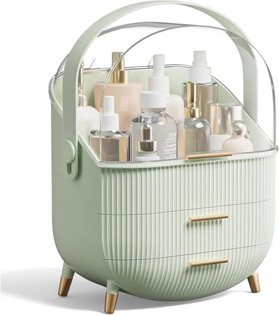 Draagbare en waterdichte make-up organizer met deksel, stofdicht en ideaal voor badkamer en cosmetica opslag, perfect voor huidverzorging en make-upaccessoires