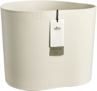 Elho Eden Aquacare Low 40 - Bloempot voor Binnen & Buiten - 100% Gerecycled Plastic - Ø 39.6 x H 36.1 cm - Linnen wit