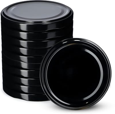 KADAX Schroefdeksel met diameter van 82 mm, metalen twist-off-deksel, reservedeksel voor inmaakpotten en weckpotten, deksel met 6 inkepingen (10 stuks, zwart)