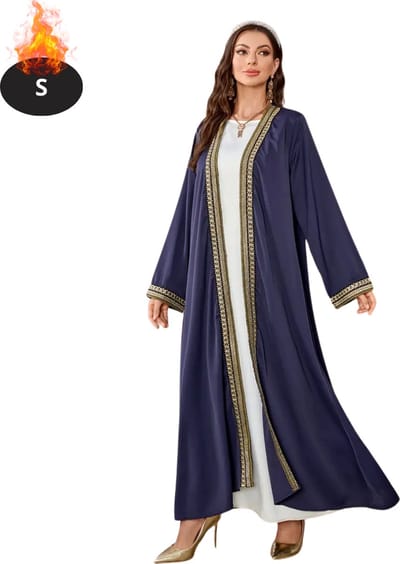 Bovista Islamitische Kleding - Djellaba Dames - Moslim Kleding - Arabisch Dames Kaftan - Alhamdulillah - Marineblauw S
