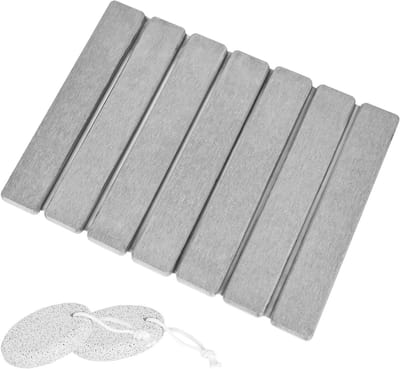 Super Absorberende Badmat van Diatomiet 40 x 30 cm | Vouwbare, Sneldrogende Badkamer- en Keukenmat in Lichtgrijs
