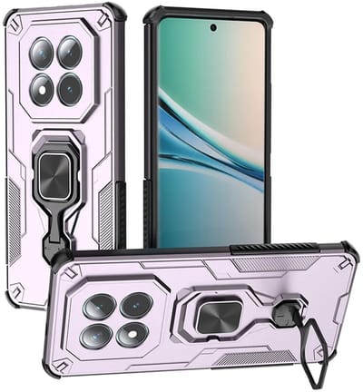 MobyDefend Hoesje - Geschikt voor Xiaomi Redmi Note 15 5G - Dubbelgelaagde Pantsercase Met Standaard - Roze