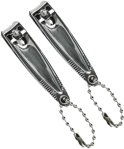 Benson Care Nagelknipper - 2x - met vijl - metaal - zilver - aan ketting - 5 cm - nagel verzorging