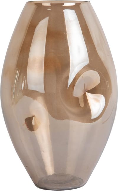 Present Time Vaas Luster Organic - Bruin - Ø15cm - Glas - Scandinavisch - Bloemenvaas - Woondecoratie - Decoratieve vaas voor woonkamer of slaapkamer