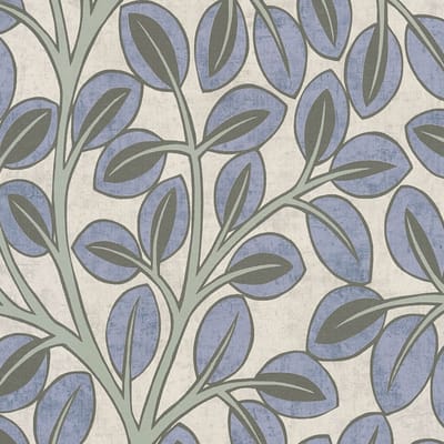 Landelijk behang Profhome 791501-GU vliesbehang hardvinyl warmdruk in reliëf licht gestructureerd met bloemmotief mat grijs duifblauw olijfgroen 5,33 m2