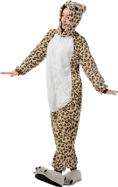 Luipaard Onesie Pak Kostuum Outfit Huispak Jumpsuit Verkleedpak - Verkleedkleding - Halloween & Carnaval - SnugSquad - Kinderen & Volwassenen - Unisex - Maat XL voor Lichaamslengte (173 - 195 cm)