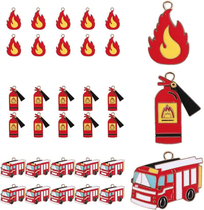 Brandweer Sleutelhangers - Thema Bedankjes - Feestdecoratie - Met Mini Brandblusser - 30 Stuks - Diverse Kleuren