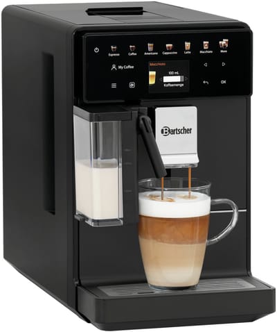 Bartscher Volautomatische Koffiemachine Easy Slim 200 - 15 Programma’s - 200g Bonenreservoir - 1.3L Watertank - Compact Design - 215x455x345mm - Horeca Koffiemachine - Koffieapparaat