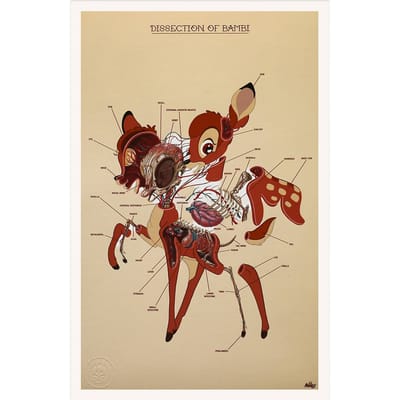 Nychos Dissection of Bambi - Anatomy Sheet Fine Kunstdruk patroon