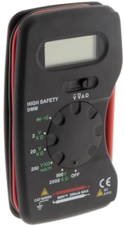 Pocket Digitaal Multimeter 600V CAT III - LCD Scherm, 6 Functies, Ingebouwde Probes, Draagtas, Middenklasse Multimeter