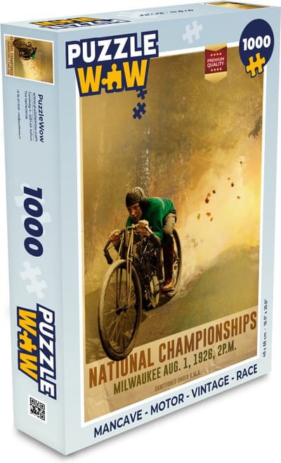 Puzzel Mancave - Motor - Vintage - Race - Legpuzzel - Puzzel 1000 stukjes volwassenen