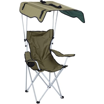 Chaise de Camping Vert OD Acier à Haute Teneur en Carbone Tissu Oxford Ergonomique Pliante Portable Chaise d'Extérieur avec Auvent pour la Plage