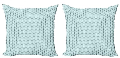ABAKUHAUS Anker Kussenhoes Set – 2x 40x40 cm – Dubbelzijdig – Seafoam Teal