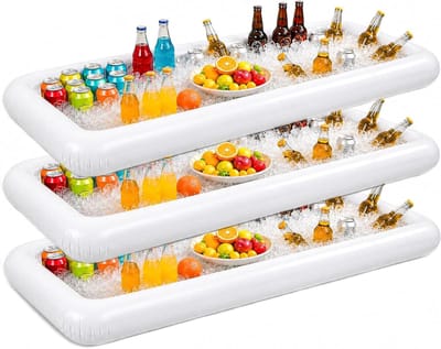 Opblaasbare Buffet Bar - Koelbar Serveertray - Feestjes Organiseren - Met Afvoerstop - 127 cm lang - Wit