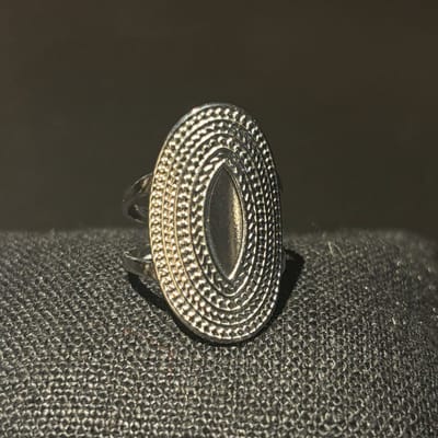 Zilverkleurige No-Fade Waterproof Ovale Hennep Patroon Ring - 316L RVS