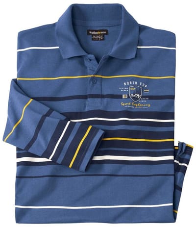 ATLAS FOR MEN - Gestreepte rugbypolo Exploring - Heren - Verkrijgbaar in grote maten - 5XL