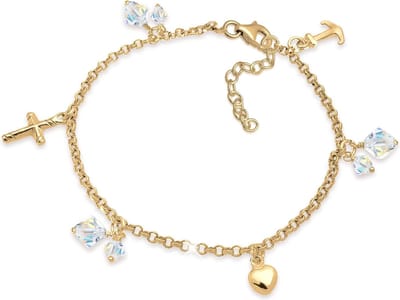 Elli - Armband - Dames Kruis Hart Anker met Kristallen in 925 Sterling Zilver - Dames