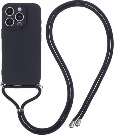 Coverup Hoesje - Geschikt voor iPhone 16 Pro Hoesje - Coverup Colour TPU Back Cover met Koord - Charcoal Black
