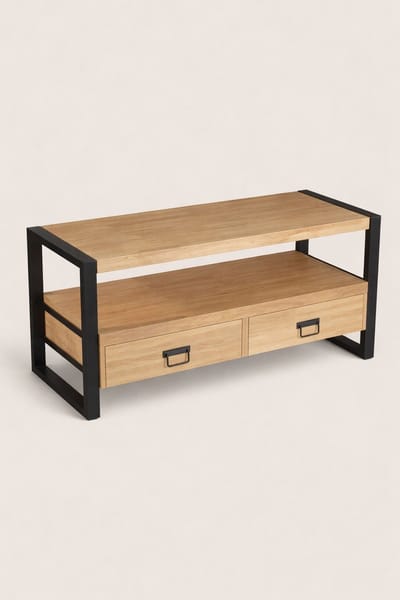 TV Meubel 120 cm Mangohout – 2 Lades – Industrieel