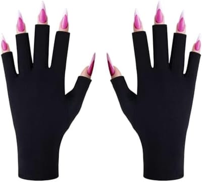 UV Beschermende Handschoenen Vingerloze Manicure Handschoenen Anti-UV Bescherming Zonnebescherming Professionele Nagelart Handschoenen voor Dames - Zwart