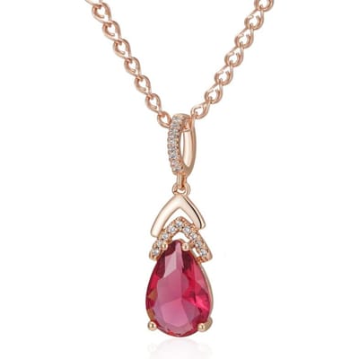 Collier Pendentif Goutte d'Eau Rouge Zircon Naturel Pour Femmes Mode Couleur Or Rose Vintage Fête Bijoux Fins Quotidien beige