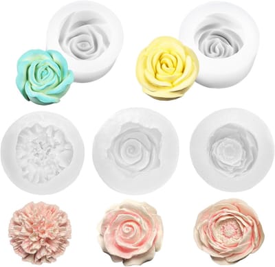 Set van 5 Grote Silicoon Mallen voor Bloemen - 3D Mallen voor DIY Geurkaarsen, Zeep en Gips Craft